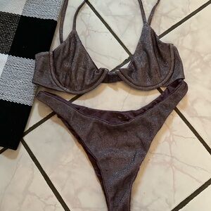 Guizio purple glitter bathing suit set